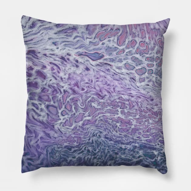 Lilac Acrylic Pouring Abstract Fluid Art Pillow by CatyArte