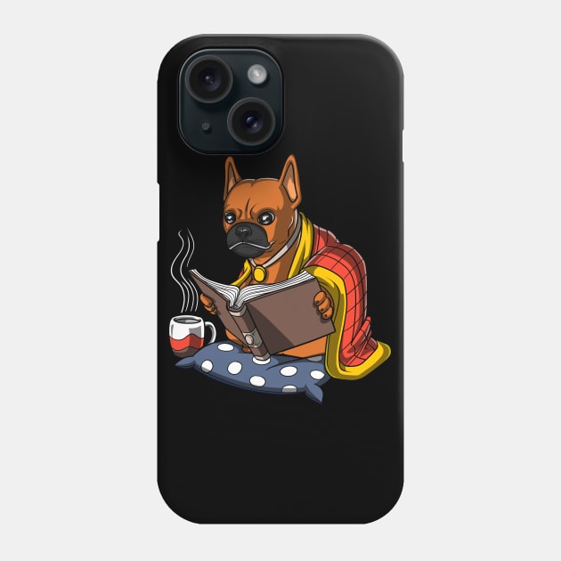 French Bulldog Book Reading Dog Phone Case by underheaven