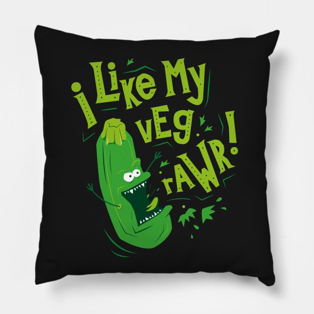 I Like my Veg Rawr! Crazy Vegetable Pillow by propellerhead