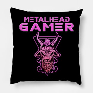 Metalhead Gamer Baphomet Pink Pillow