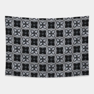 Square flowers - black and grey Tapestry