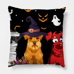 Funny Three Schnauzer Halloween Gift Shirt Pillow