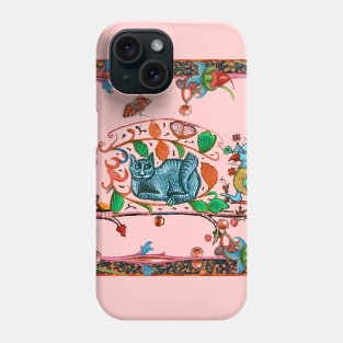 WEIRD MEDIEVAL BESTIARY HUNTER CAT, KNIGHT BIRD AND FALCON MONK IN PINK Phone Case