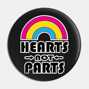 Hearts Not Parts Pansexual Pride Pin