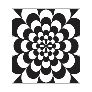 Flower checkered concentric black circular hand drawn doodle design T-Shirt