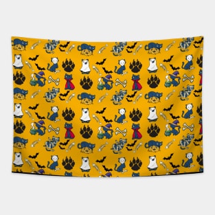 Cute Cat Halloween collage Tapestry