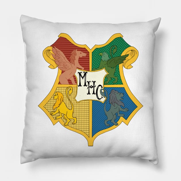 Mount Holyoke College (of Witchcraft and Wizardry) Pillow by maya-reinstein