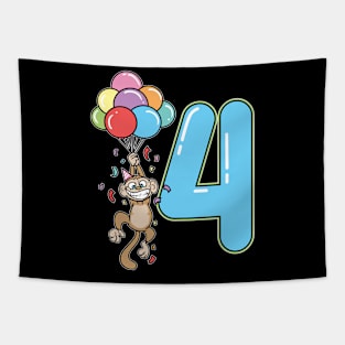 Fourth 4th Balloon Monkey Children's Birthday Tapestry