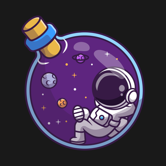 Cute Astronaut Lay In Bottle Space Cartoon by Catalyst Labs