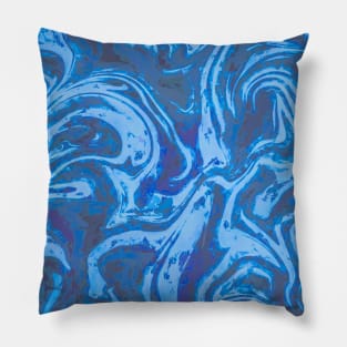 Blue Marble painting, abstract color mix Pillow