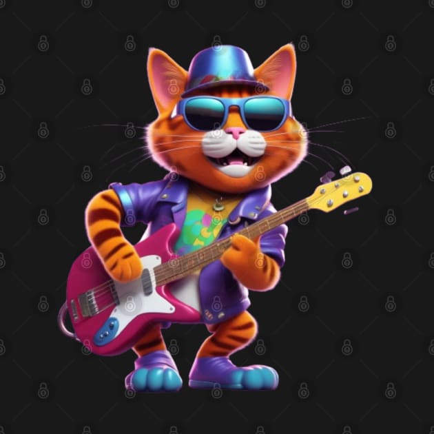 A Cat Who Is The Essence Of A Cool And Funky Guitarist by Musical Art By Andrew