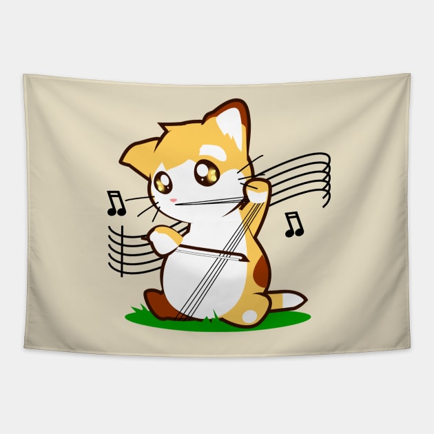 Cello Kitty Tapestry by Spikeani