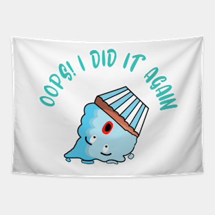 Oops Blue Cupcake Dropped Dessert Character Tapestry