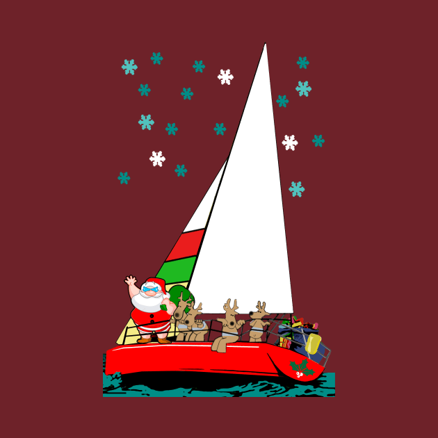 Santa Sailing at Christmas by Sailfaster Designs