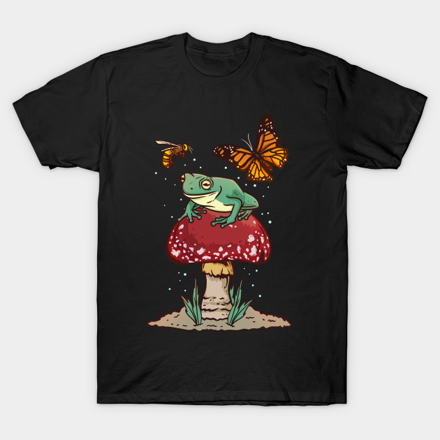 Mushroom Frog Mariposa Butterfly Bee - Mushroom - T-Shirt