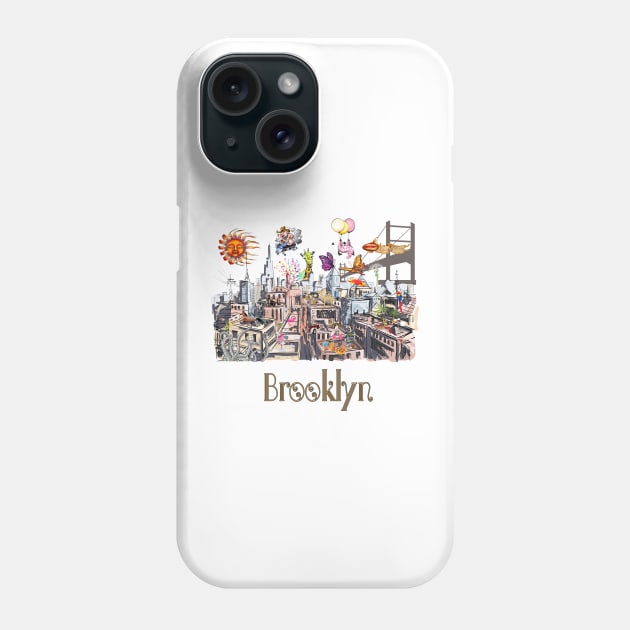 Surreal Pop Art Busy City of Brooklyn Phone Case by IconicTee