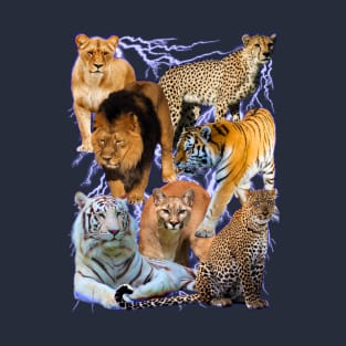 BIG CATS and Lightning Retro 90's 2000's Very Cool Animals T-Shirt