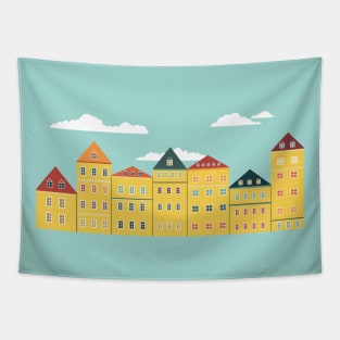 Yellow buildings Tapestry