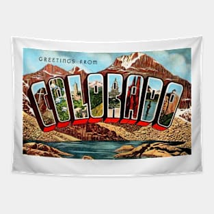 Greetings from Colorado - Vintage Large Letter Postcard Tapestry