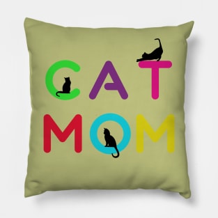 Funny Cat Mom Rainbow Graphic Design Pillow