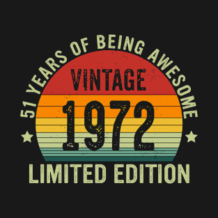 Vintage 1972 Limited Edition 51 Years Of Being Awesome T-Shirt