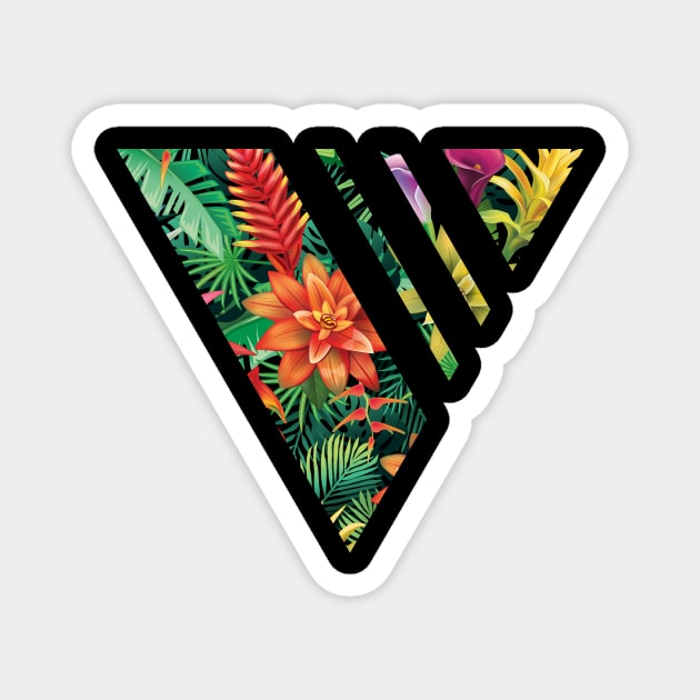 Tropical Geometric triangle with stripes, Floral Magnet by logiamerch