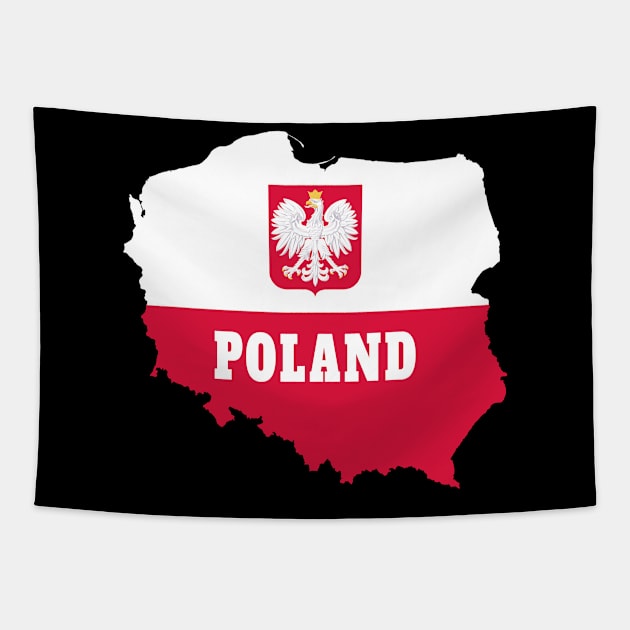 Poland Map with National Colors and Eagle / Gift Tapestry by Lars8300