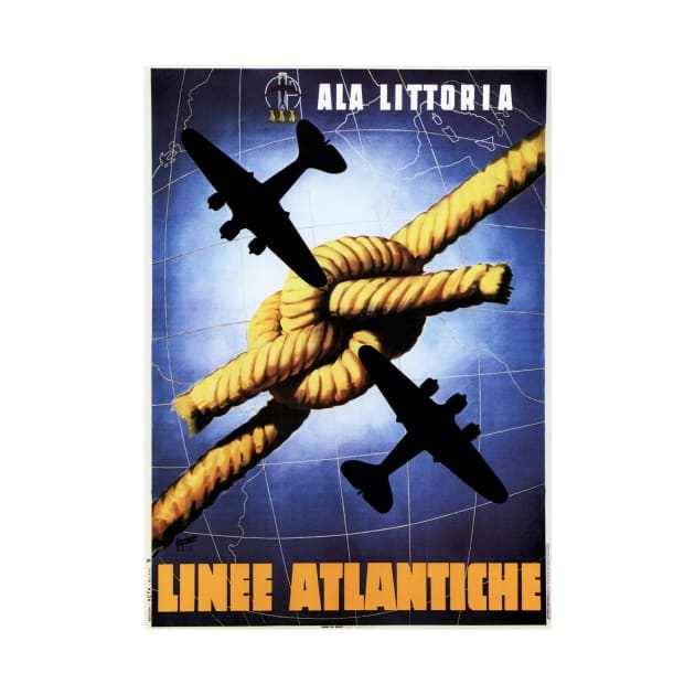 ALA LITTORIA Atlantic Lines Art Deco Vintage Italian Airline Travel by vintageposters