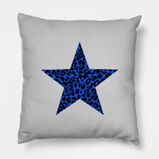 Leopard Print Pattern Star in Blue and Black Pillow