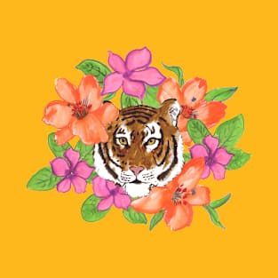 Floral Tiger Portrait T-Shirt