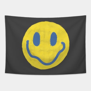 Yellow and Blue Vintage Smiley Face Tapestry