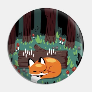 (Greeting Card) Resting Place for a Sleepy Fox Pin