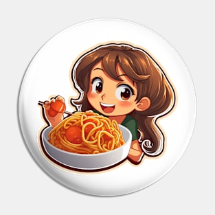 Cute Girl Eating Spaghetti Pin