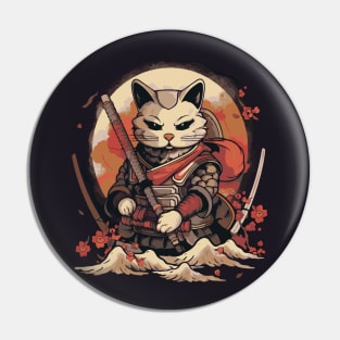 Japanese Samurai Cat Pin