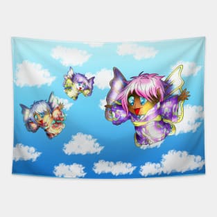 happy chibi flying pixies Tapestry