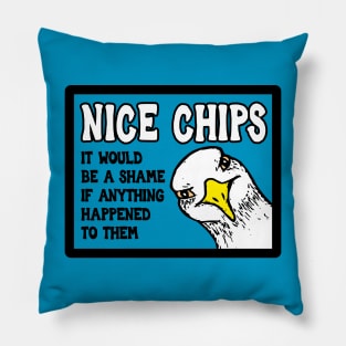 Chip Stealing Seagull Pillow