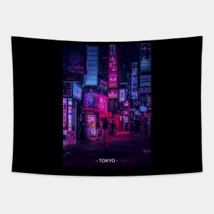 Tokyo Street Neon Synthwave Tapestry