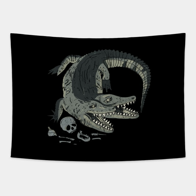 two-headed croc Tapestry by luisereno