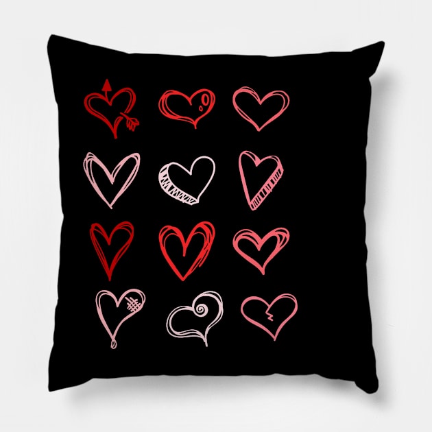 Hearts Pattern Valentines Day Cute Love V-Day Pajama Pillow by Neldy