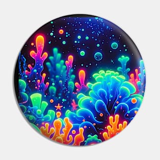 uv reactive Neon Coral Reef Underwater Scene Pin