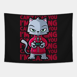 Can't Hear You I'm Gaming - Nerd Kitten Cat Gaming product Tapestry