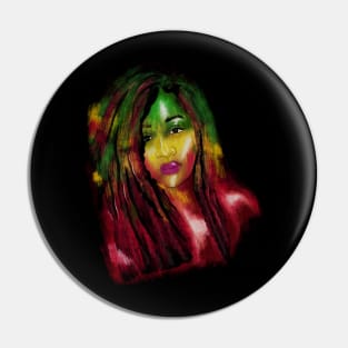 Rasta Woman, African Afro, Jamaica Pin