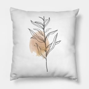 One Line Leaves Botanical Abstract Pillow