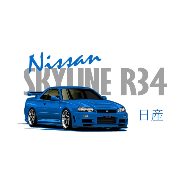 Nissan Skyline GTR r34 Blue, JDM Car by T-JD