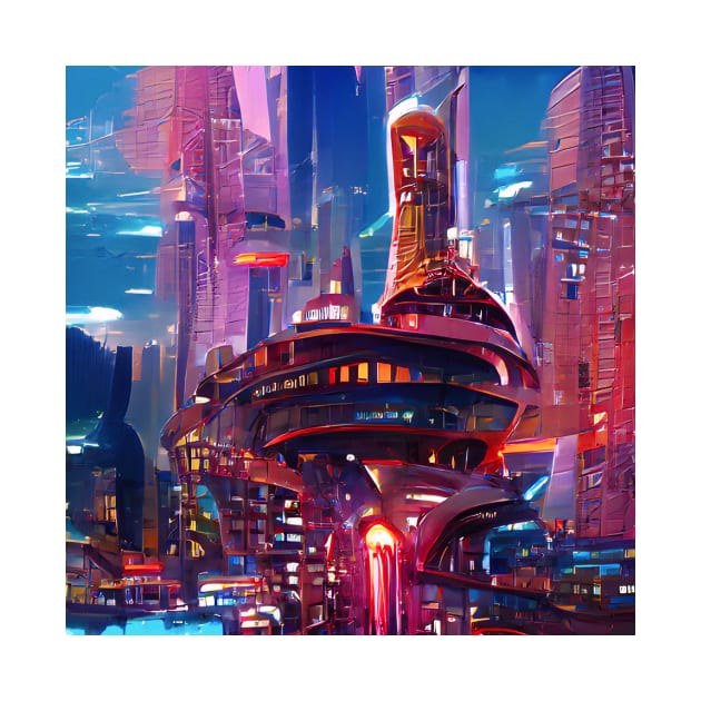 Futuristic Cyberpunk Cityscape by Mihadom