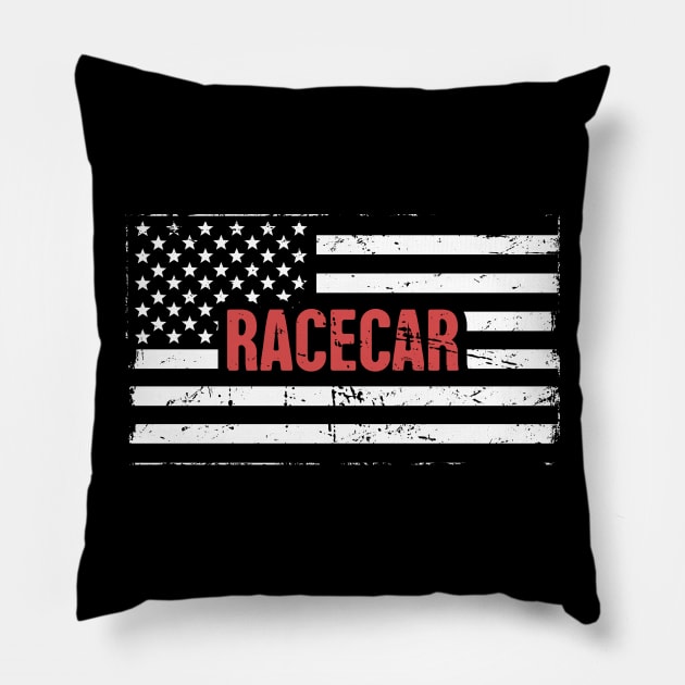 American Flag | Racecar Car Racing Pillow by MeatMan