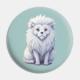 watercolor cute magical white lion sticker Pin