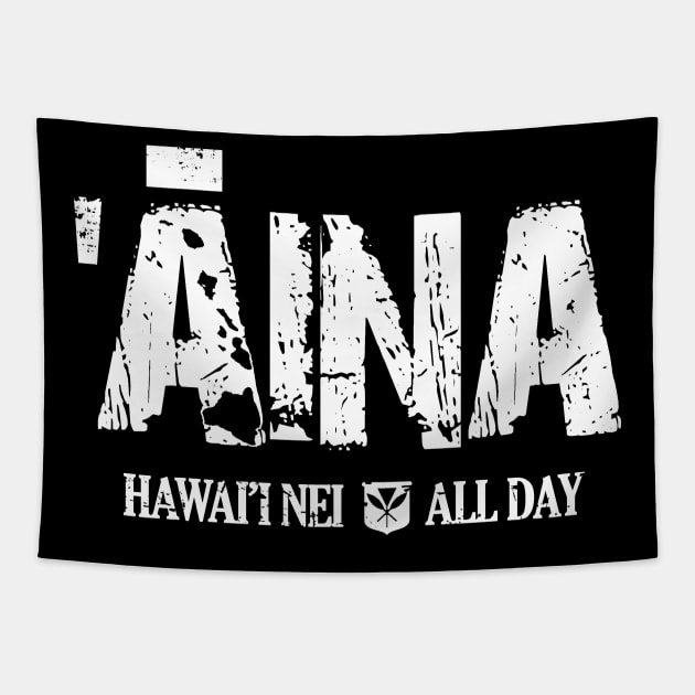 Aina Hawai'i White Ink by Hawaii Nei All Day Tapestry by hawaiineiallday