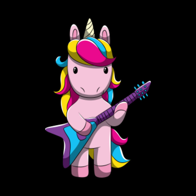Unicorn Electric Guitar T Shirt Cool Girl Band Musican Gift