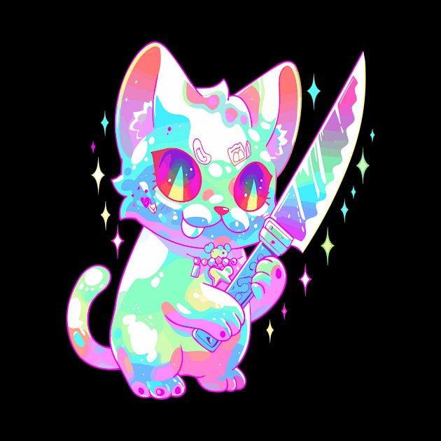 Cute Party Cat Raver EDM Festival Rave by QQdesigns